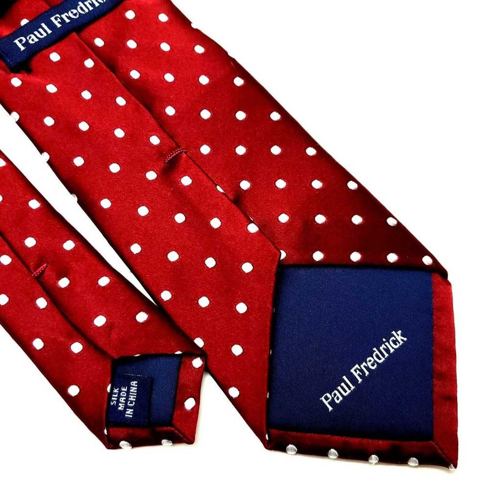 Paul Fredrick Paul Fredrick Silk Tie Woven Red Po… - image 5