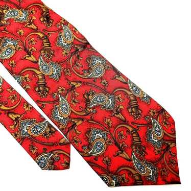 Givenchy Givenchy Silk Tie Print Red Paisley Wide - image 1