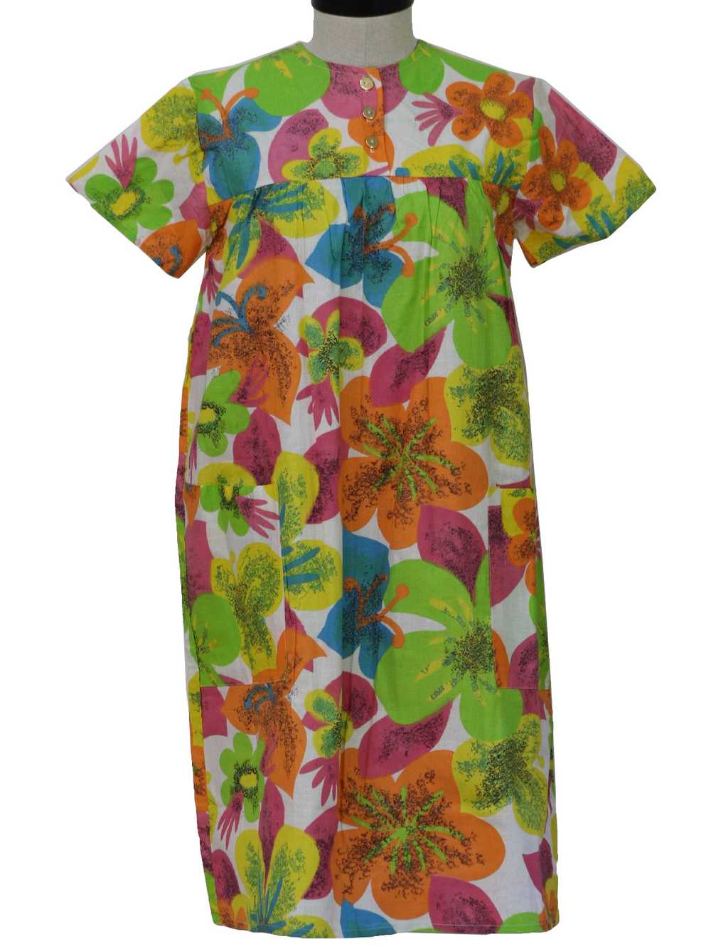 1960's Partial Label Mod Pow Flower Dress - Gem