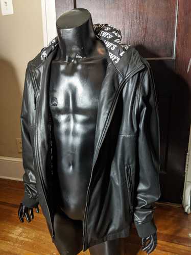 Levi's Black perforated pleather logo jacket