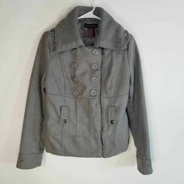 New Look Jacket Coat Gray Heathered Asymmetric Jun