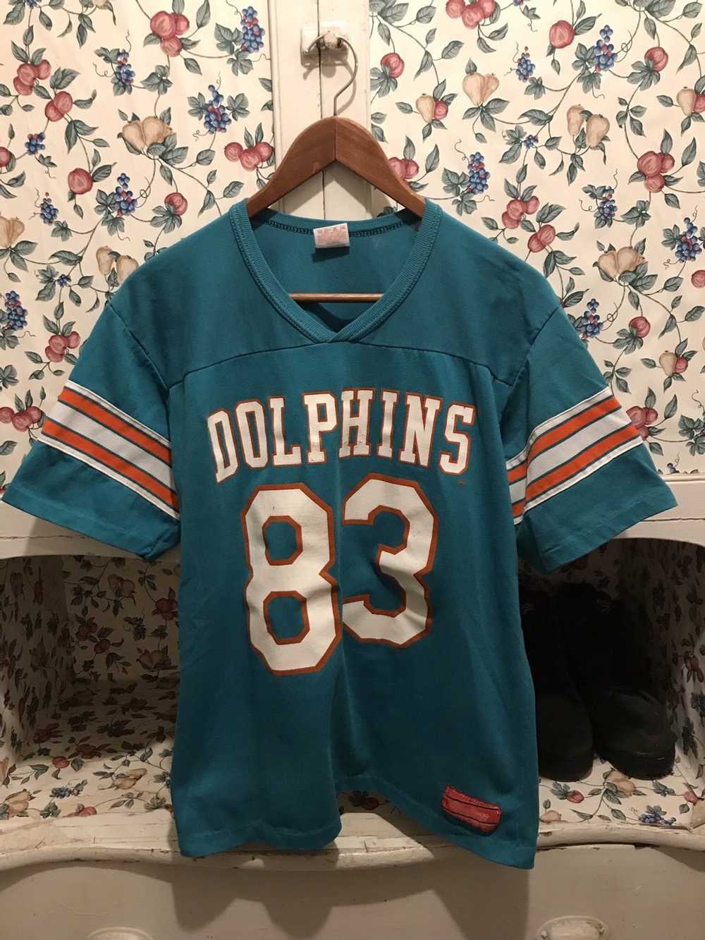 Vintage 90s Miami Dolphins Jersey T-shirt Turquoise Garan Tag Medium