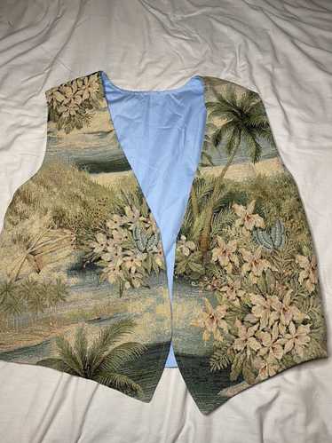 Vintage Vintage Tropical Floral Stitched Vest