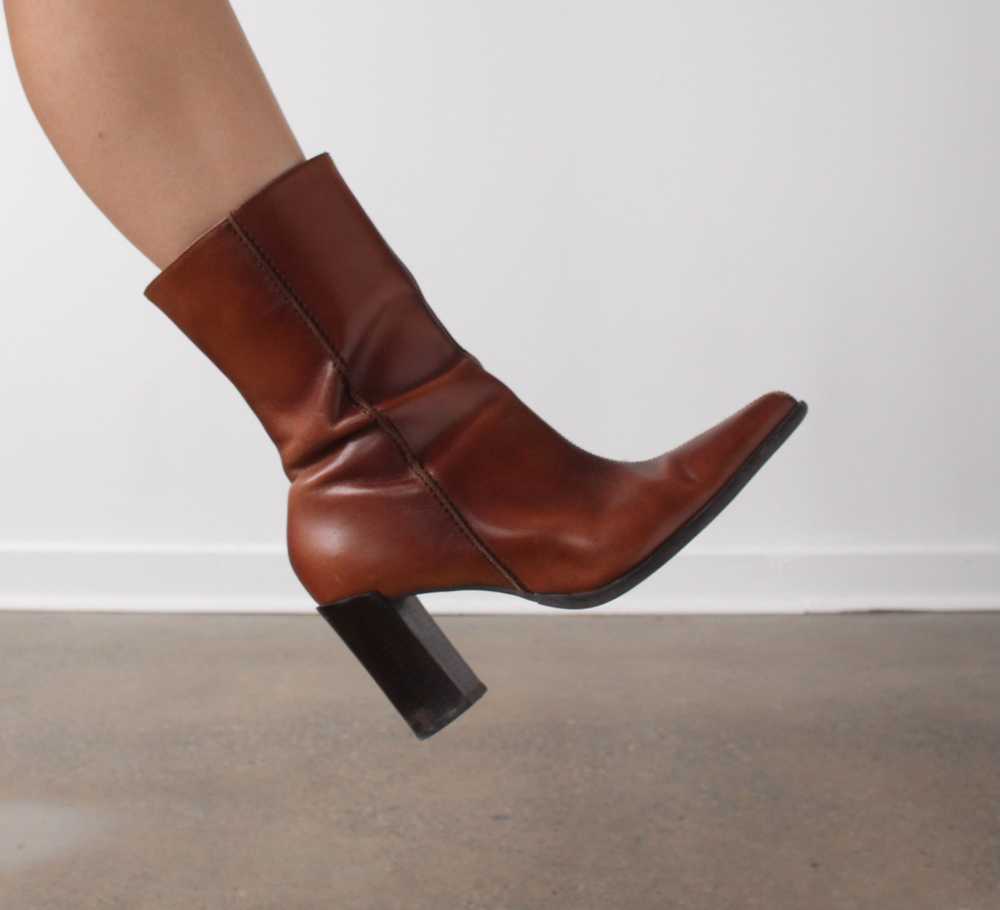 Vintage Cognac Pointed Toe Boots - 9 - image 2