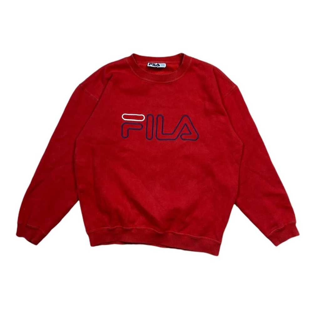 Fila × Vintage Vintage red boxy big logo fila cre… - image 1