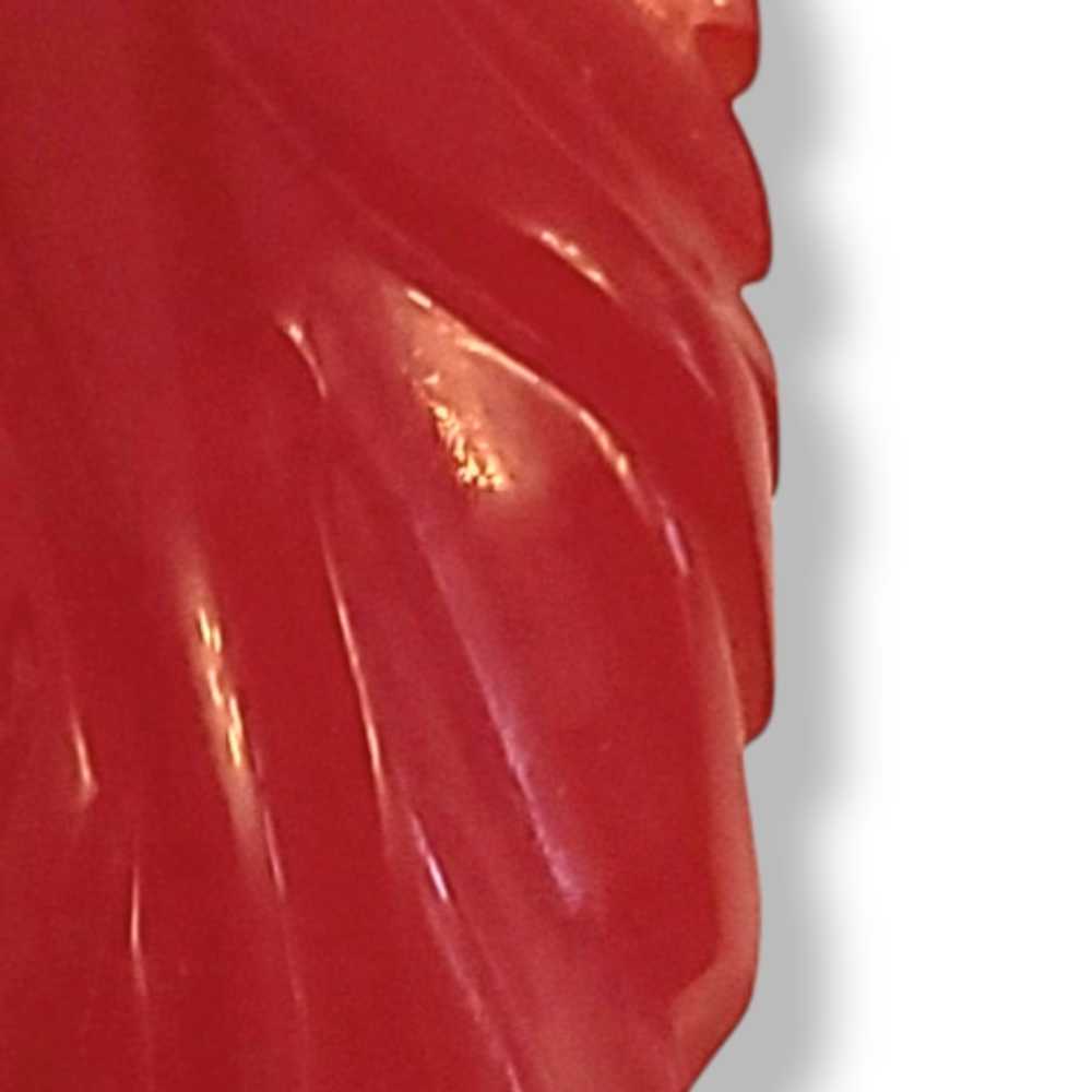 Cherry Red Carved Bakelite Dress Clip - image 4
