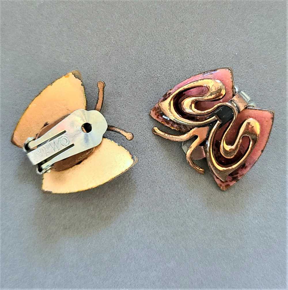 Matisse Enameled Copper Butterfly Brooch and Earr… - image 5