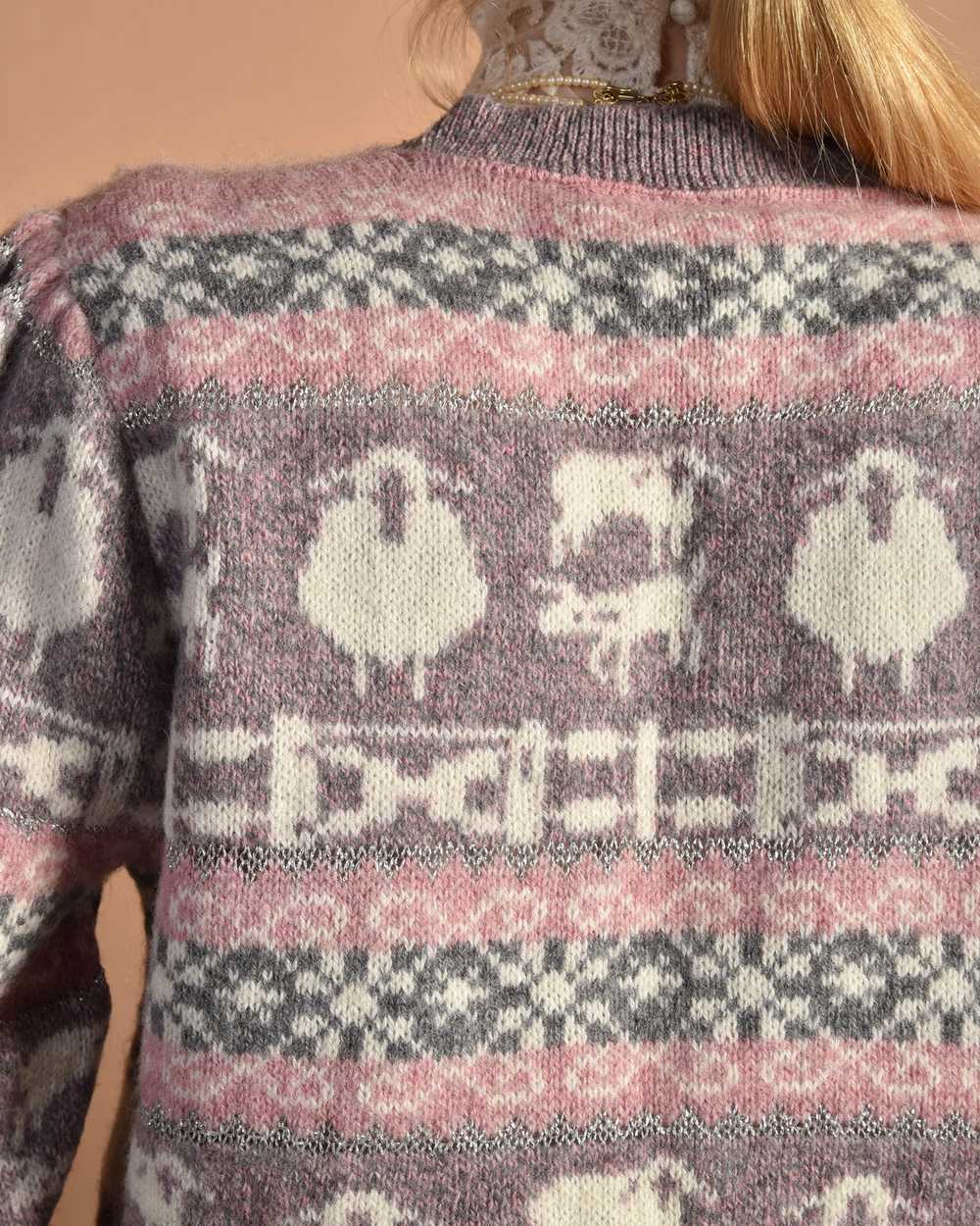 Dorian 1980s Sparkly Wool Sheep Sweater - image 2