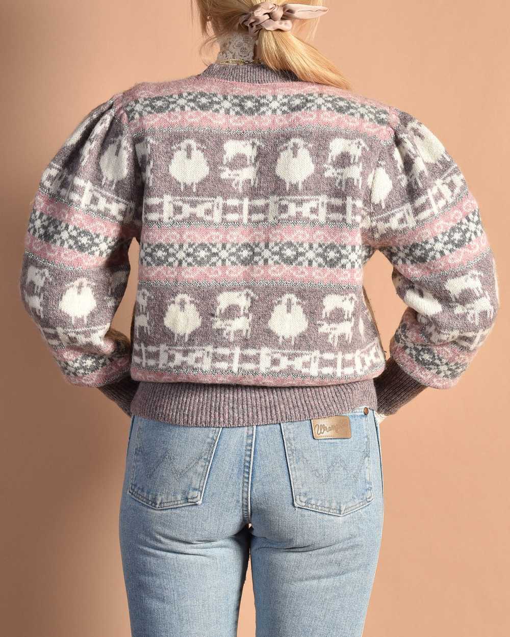Dorian 1980s Sparkly Wool Sheep Sweater - image 9