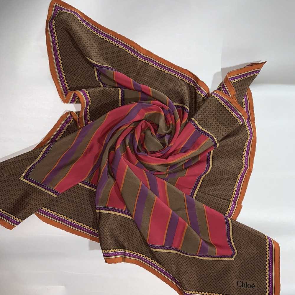 Chloe CHLOÉ awning stripe SILK TWILL scarf - image 4