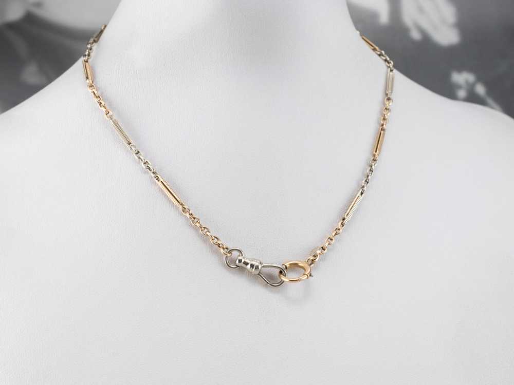 Vintage Two Tone Gold Watch Chain - image 10