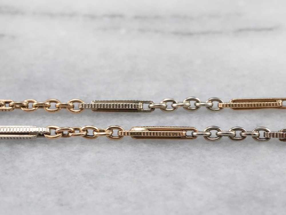 Vintage Two Tone Gold Watch Chain - image 2
