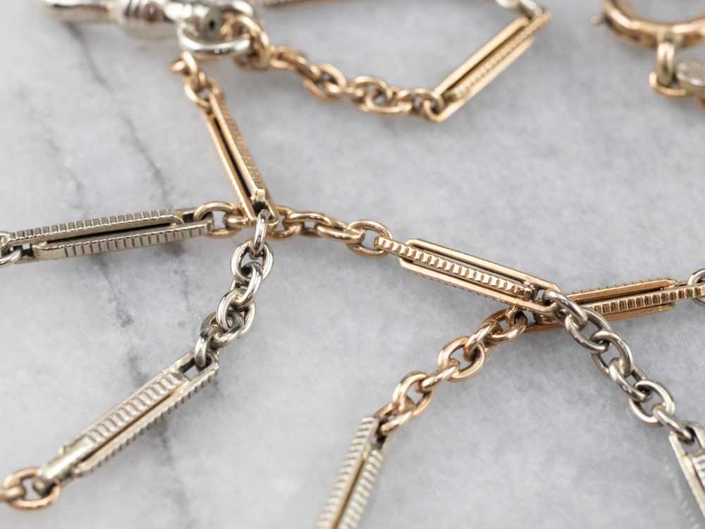 Vintage Two Tone Gold Watch Chain - image 4