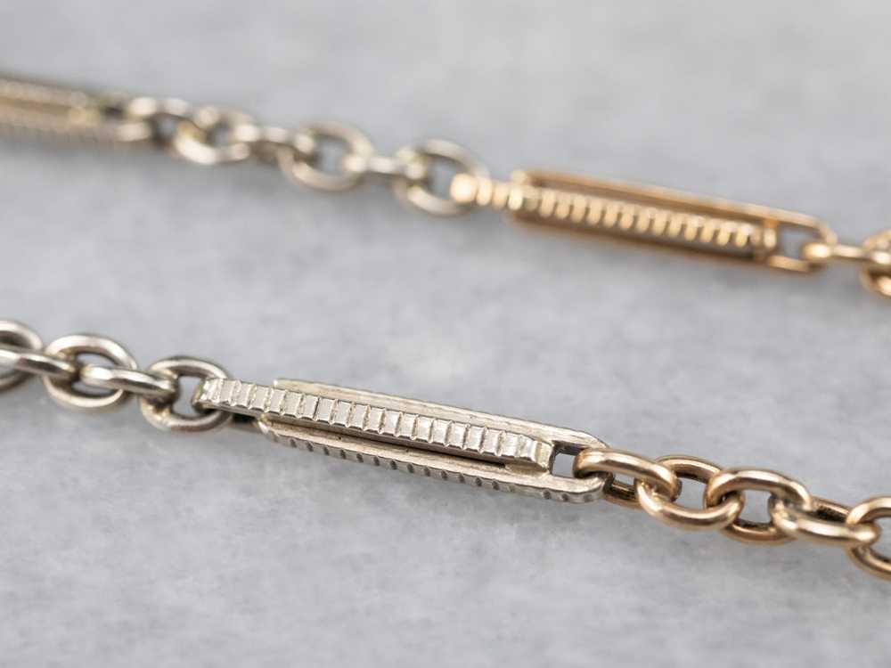 Vintage Two Tone Gold Watch Chain - image 5