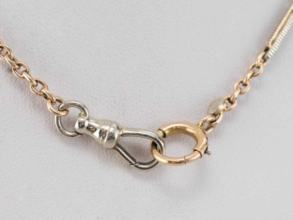 Vintage Two Tone Gold Watch Chain - image 8