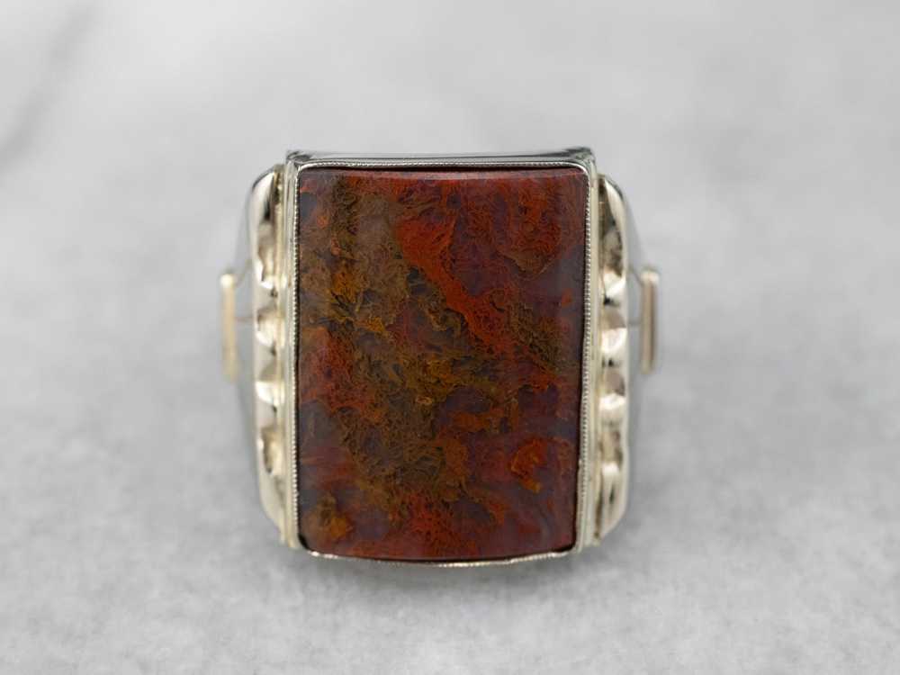 Antique Carnelian Moss Agate Ring - image 3