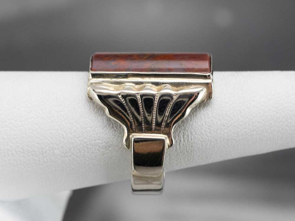 Antique Carnelian Moss Agate Ring - image 9