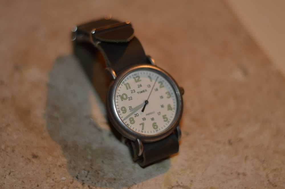 Timex Custom Timex Indiglo with New Green Leather… - image 3