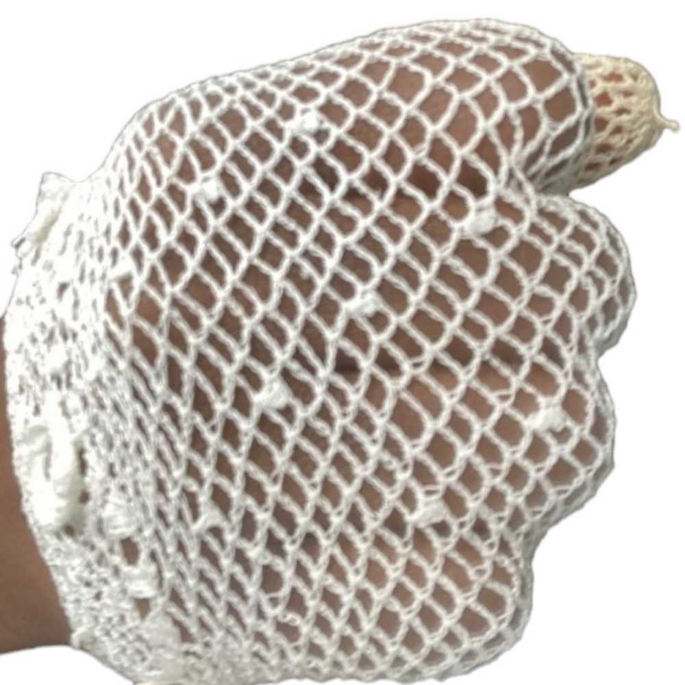 20s White Mesh Silk Gloves Size M - image 3