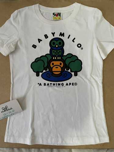 A BATHNIG APE BAPE KIDS BABY MILO BASEBALL SHIRT 2J30332002 White / Gray  NEW