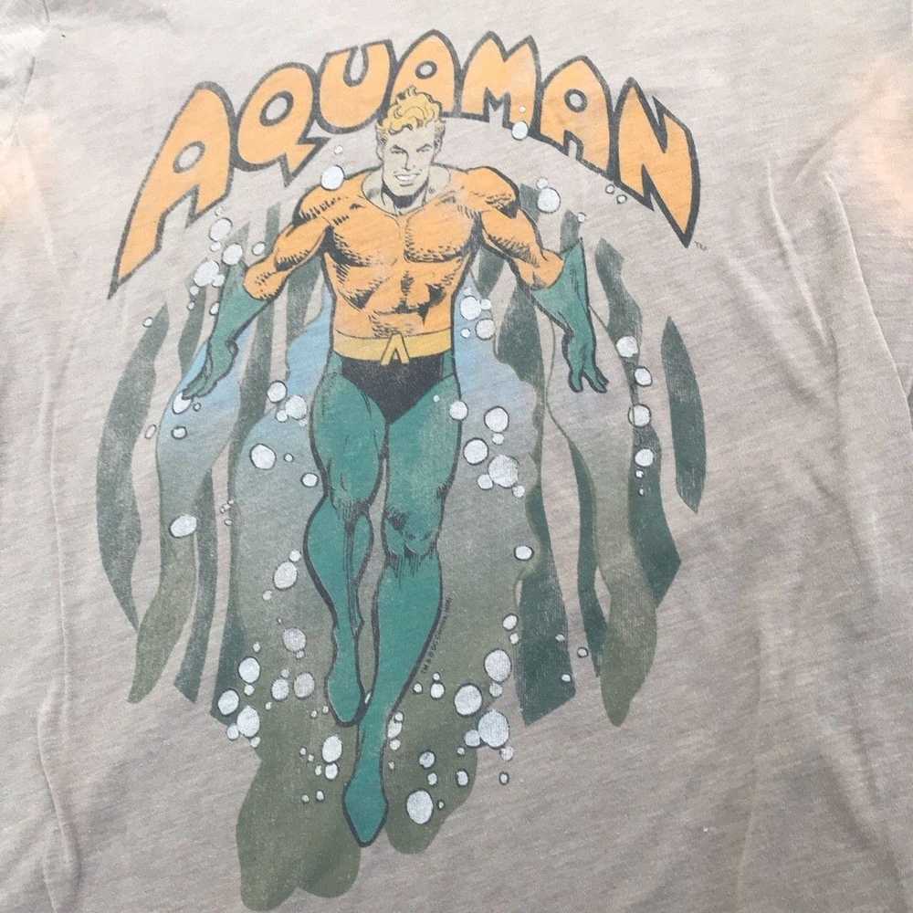 Vintage Vintage Aquaman Taupe Tee/ Old School Fig… - image 2