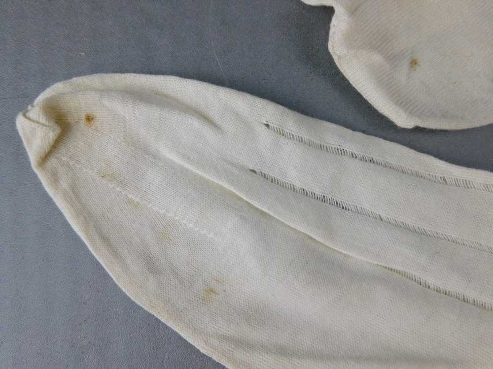 Antique 1900s Edwardian Ivory Cotton Stockings wi… - image 7