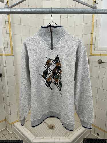 1980s Armani Quarter Zip Sweater with Skiing Graph
