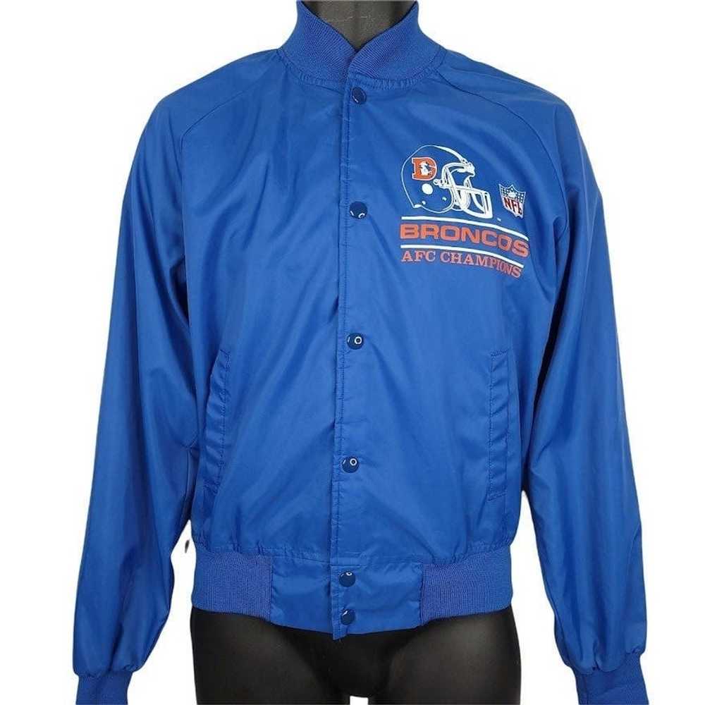 NFL Denver Broncos Chalk Line Satin Bomber Jacket… - image 1