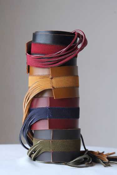 L'AIGLON Leather & Suede Tassels Belt - image 1