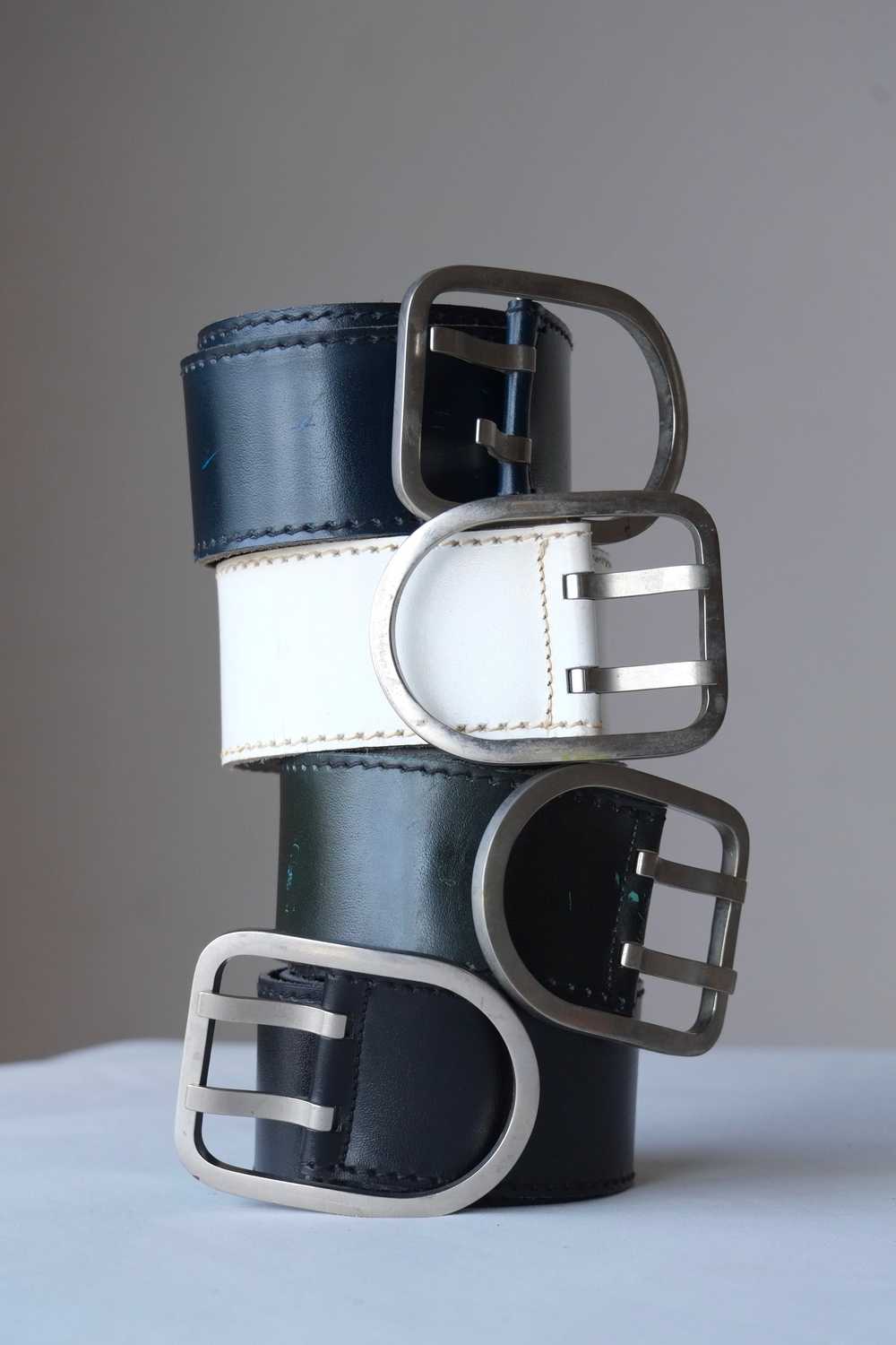 L'AIGLON Double Prong Rounded Buckle Leather Belt - image 1