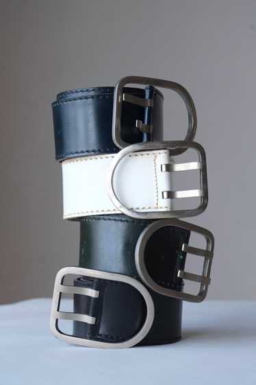 L'AIGLON Double Prong Rounded Buckle Leather Belt - image 1