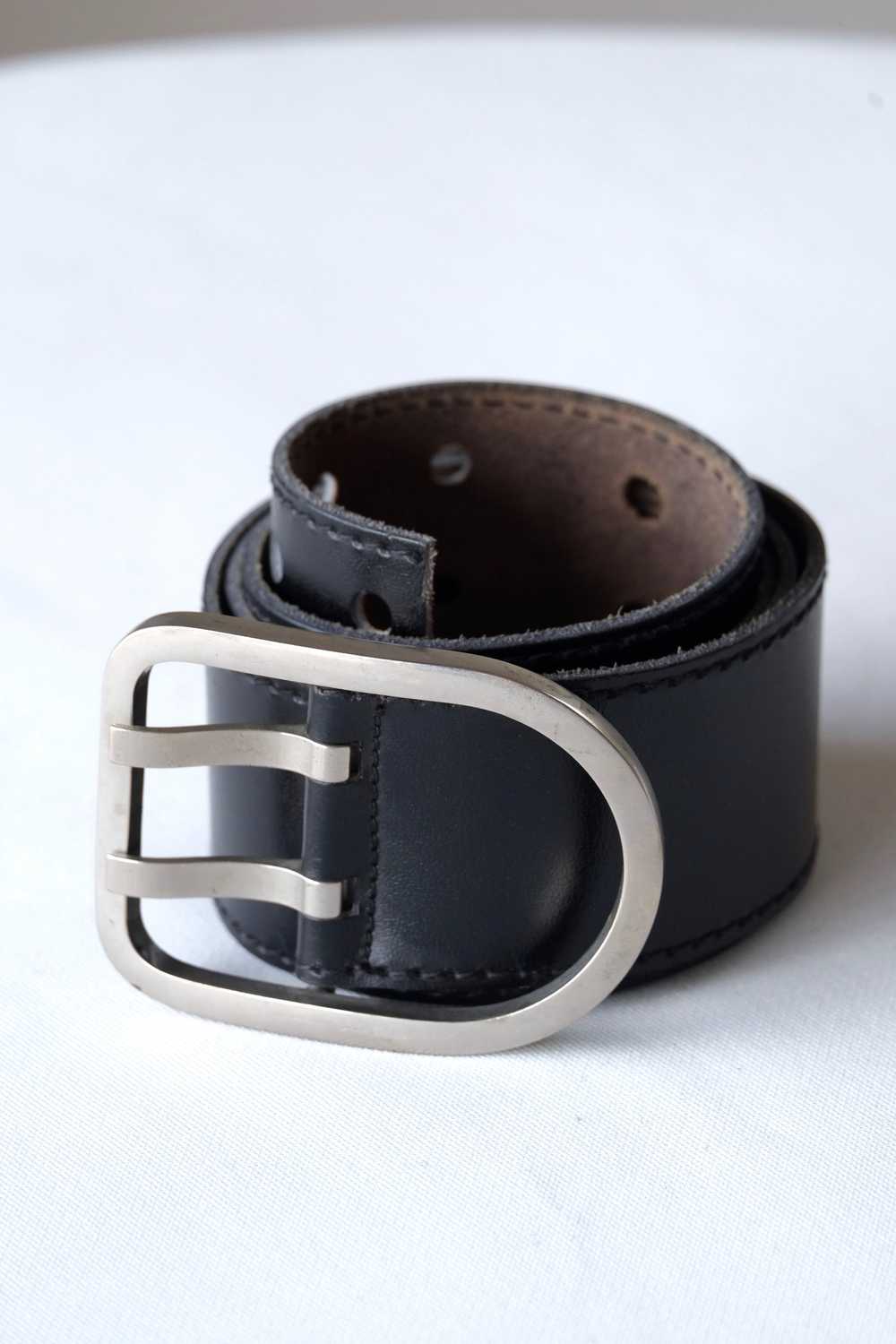 L'AIGLON Double Prong Rounded Buckle Leather Belt - image 2
