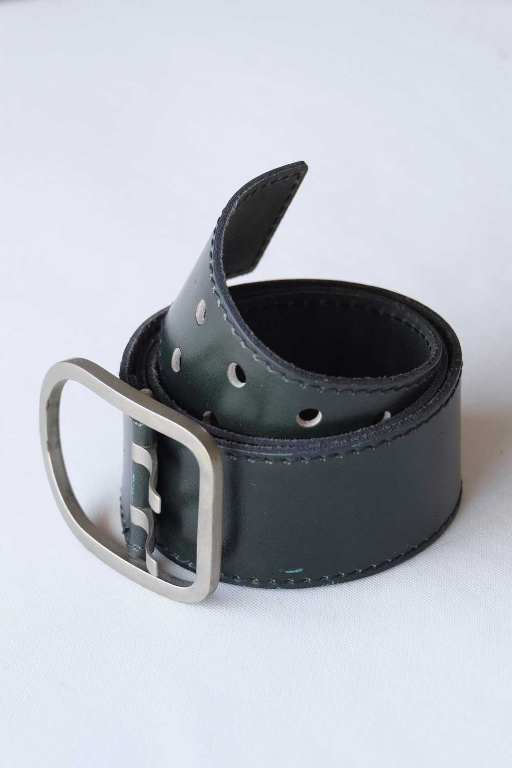 L'AIGLON Double Prong Rounded Buckle Leather Belt - image 3