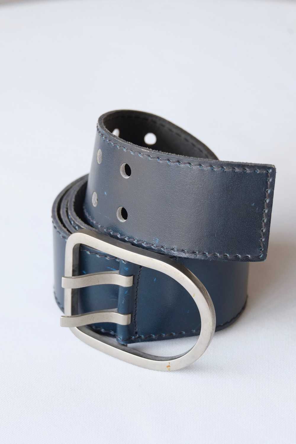 L'AIGLON Double Prong Rounded Buckle Leather Belt - image 4