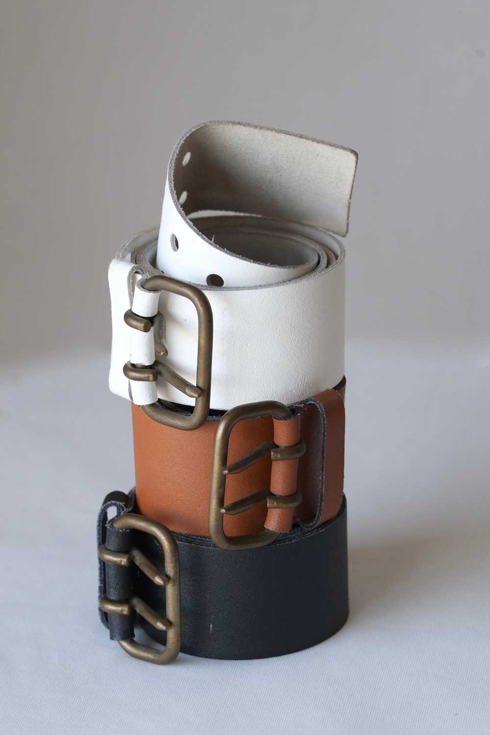 L'AIGLON Brittle Double Prong Leather Belt - image 1