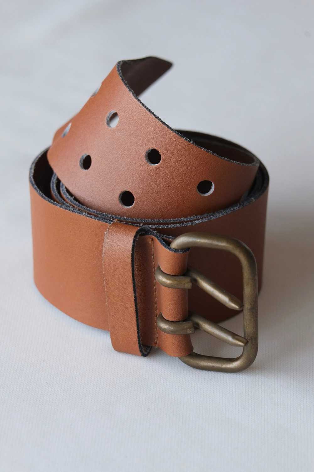L'AIGLON Brittle Double Prong Leather Belt - image 3