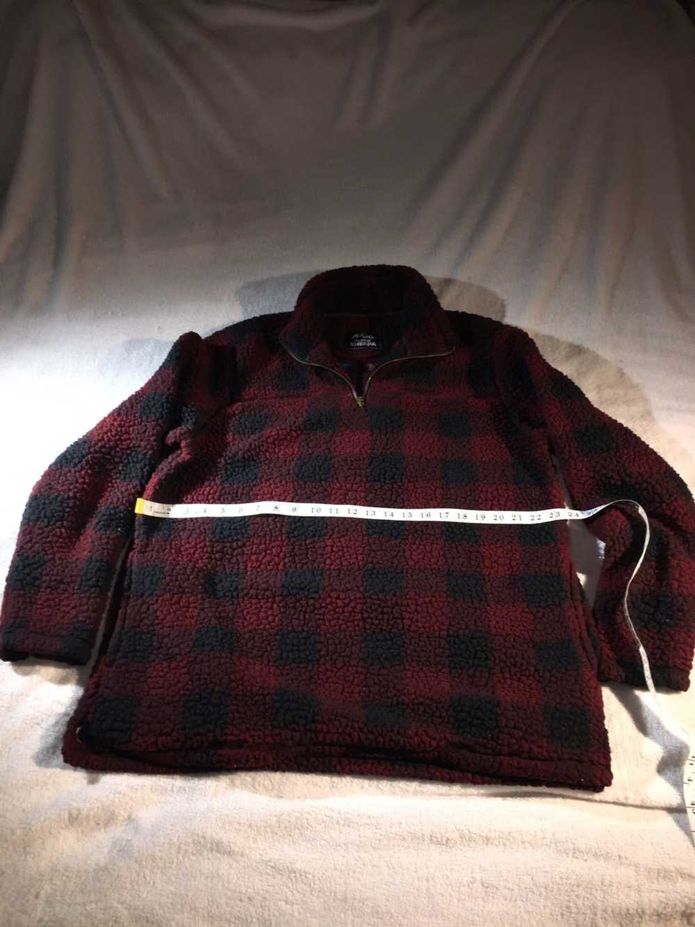 Designer Alpine Sherpa x Red Plaid Half Zip Up Pu… - image 4