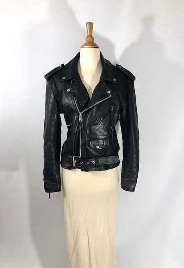 Black Leather Motorcycle Jacket Black Biker Jacke… - image 1