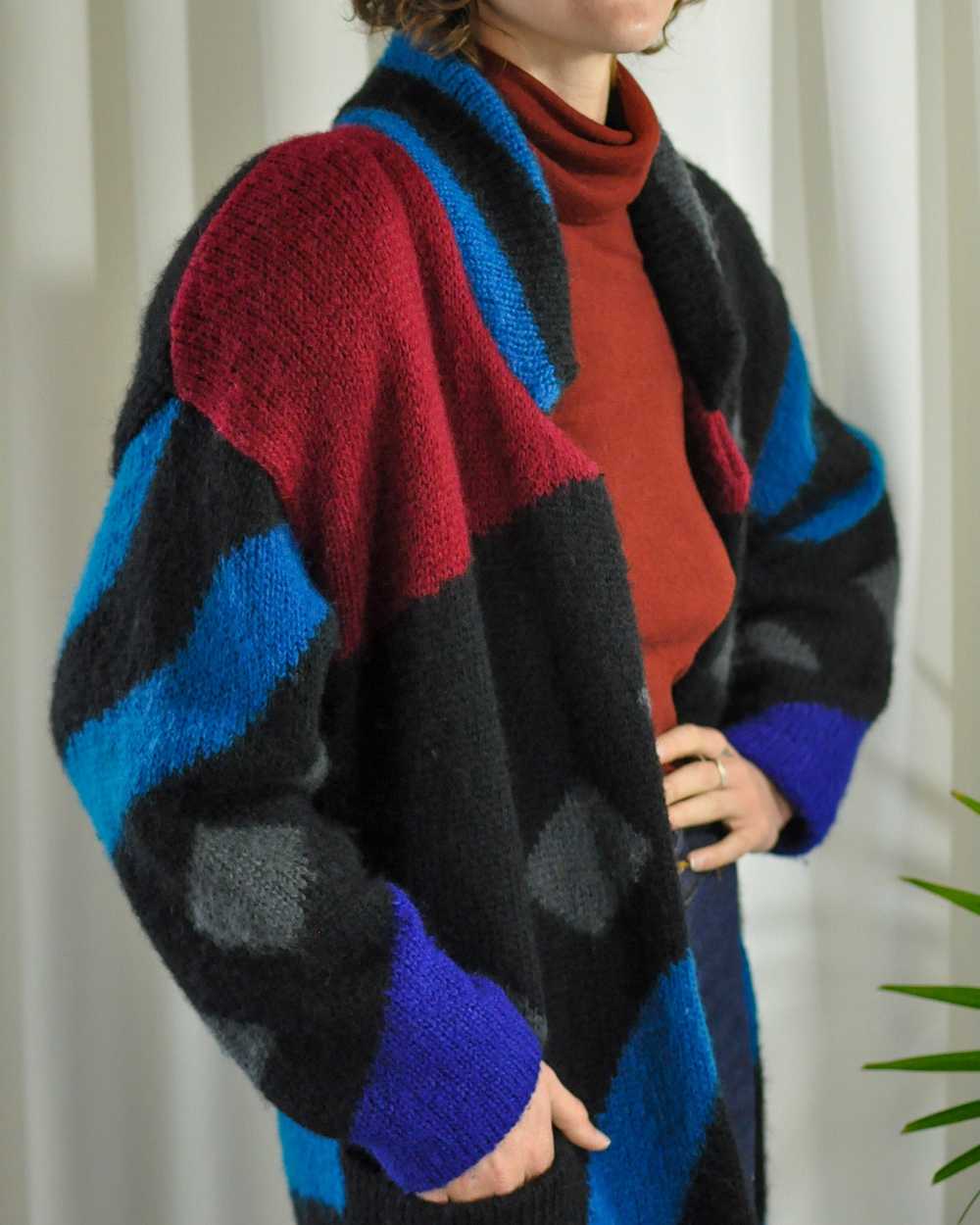 80s Sweater Knit Maxi Coat - image 3