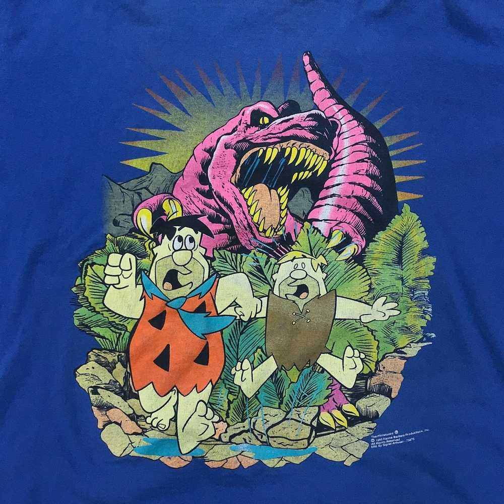 Vintage The Flintstones 1993 Dino Big Print Blue … - image 2
