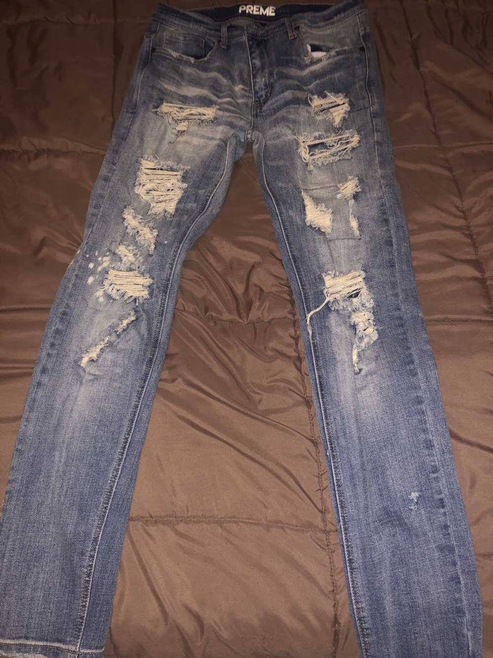 Streetwear Preme Distressed Denim Jeans - image 2