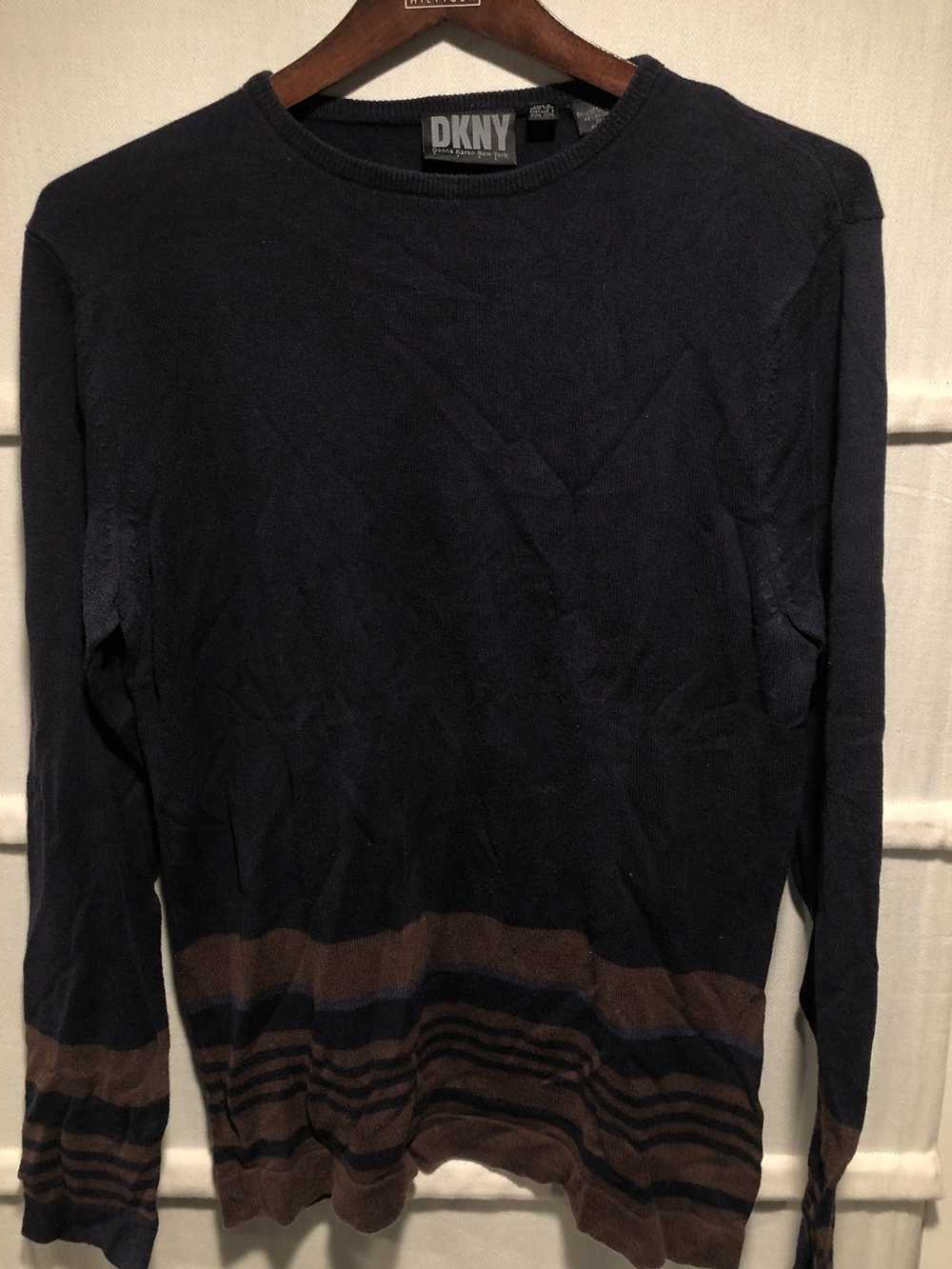 DKNY DKNY Crewneck blue and brown shirt - image 1