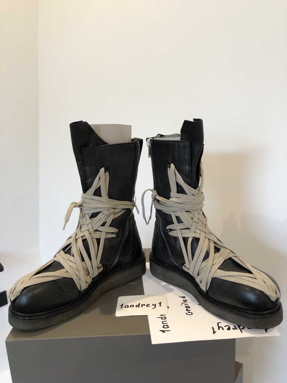 Rick Owens Rick Owens Tecuatl Army MEGA LACE boots - image 7