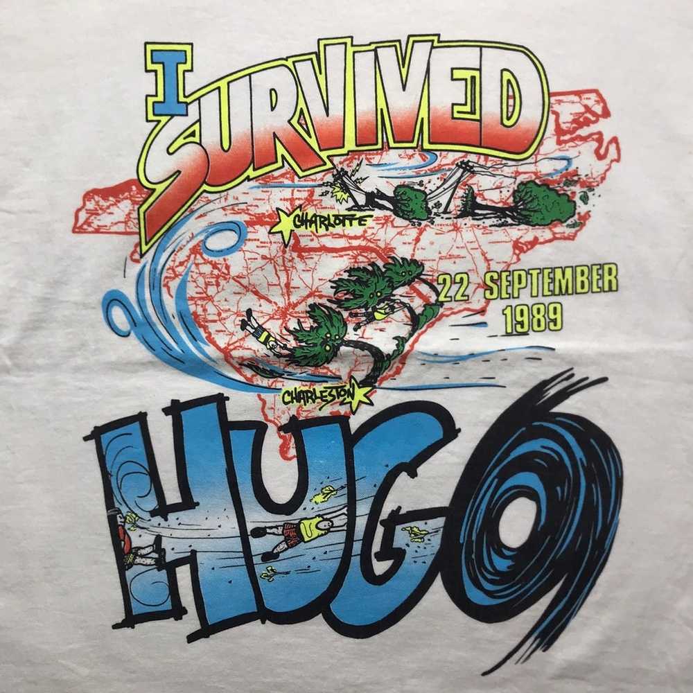 America × Vintage I Survived Hurrican "HUGO" Vint… - image 2
