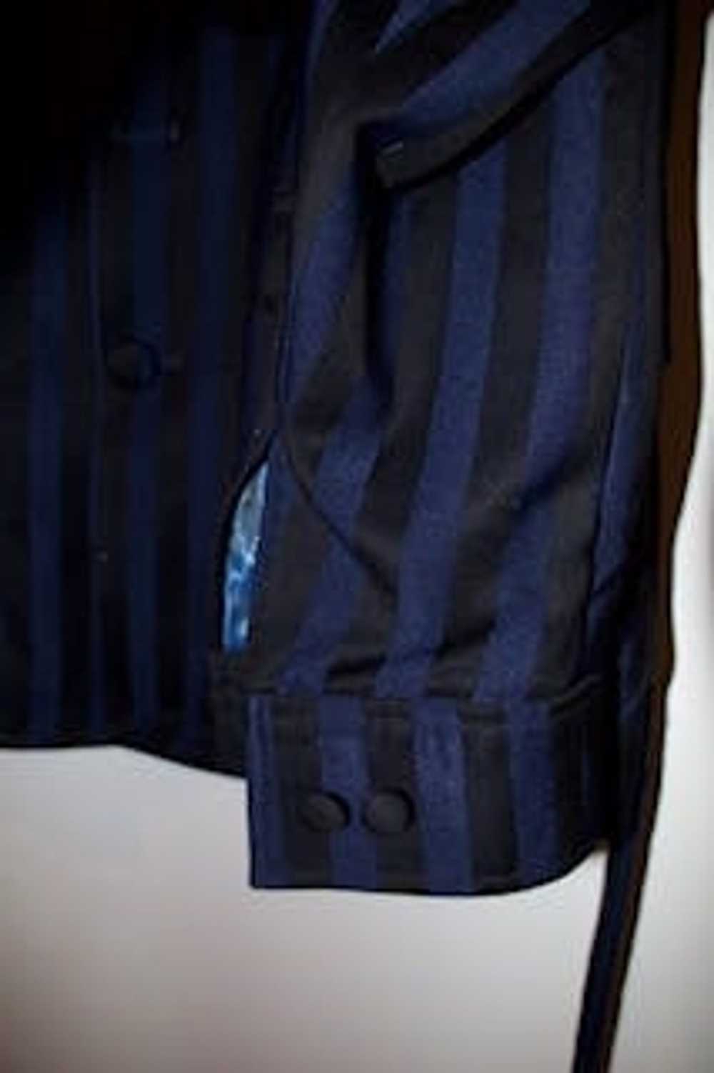 Custom Custom Blue & Black Striped Suit - image 3