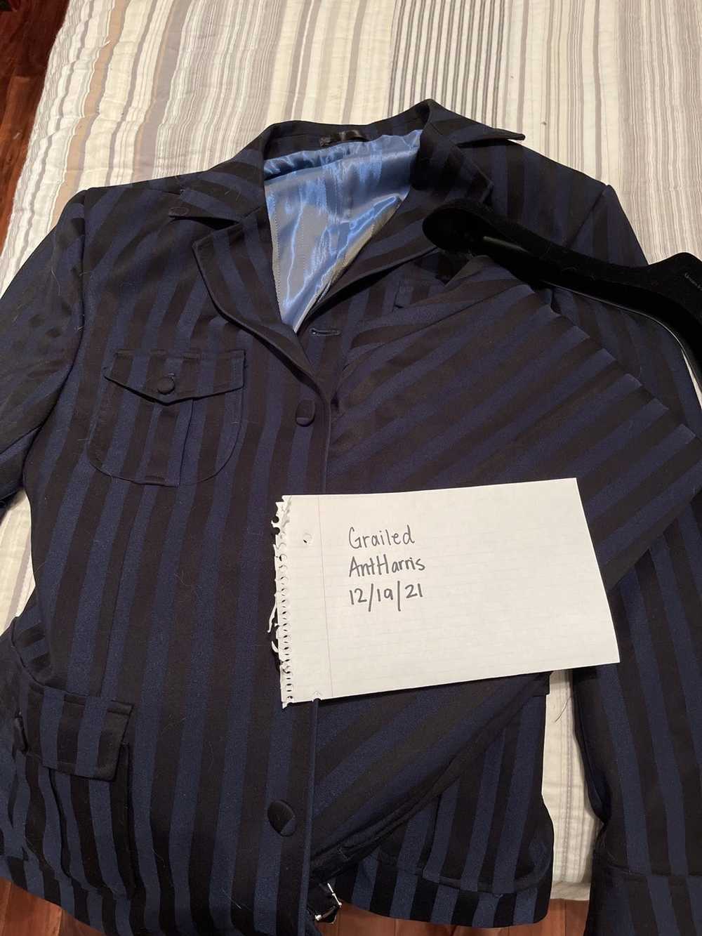 Custom Custom Blue & Black Striped Suit - image 8