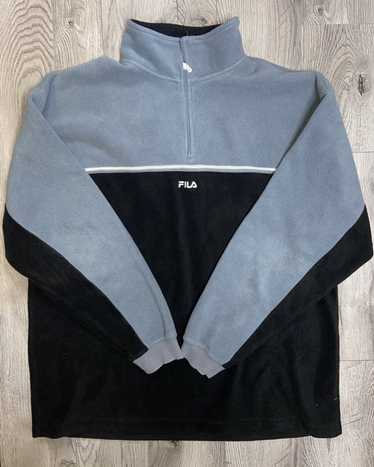 Vintage Y2K FILA Fleece Pullover Sweater 1/4 Zip Plain Mens XL