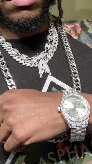 Designer Cz chain and watch