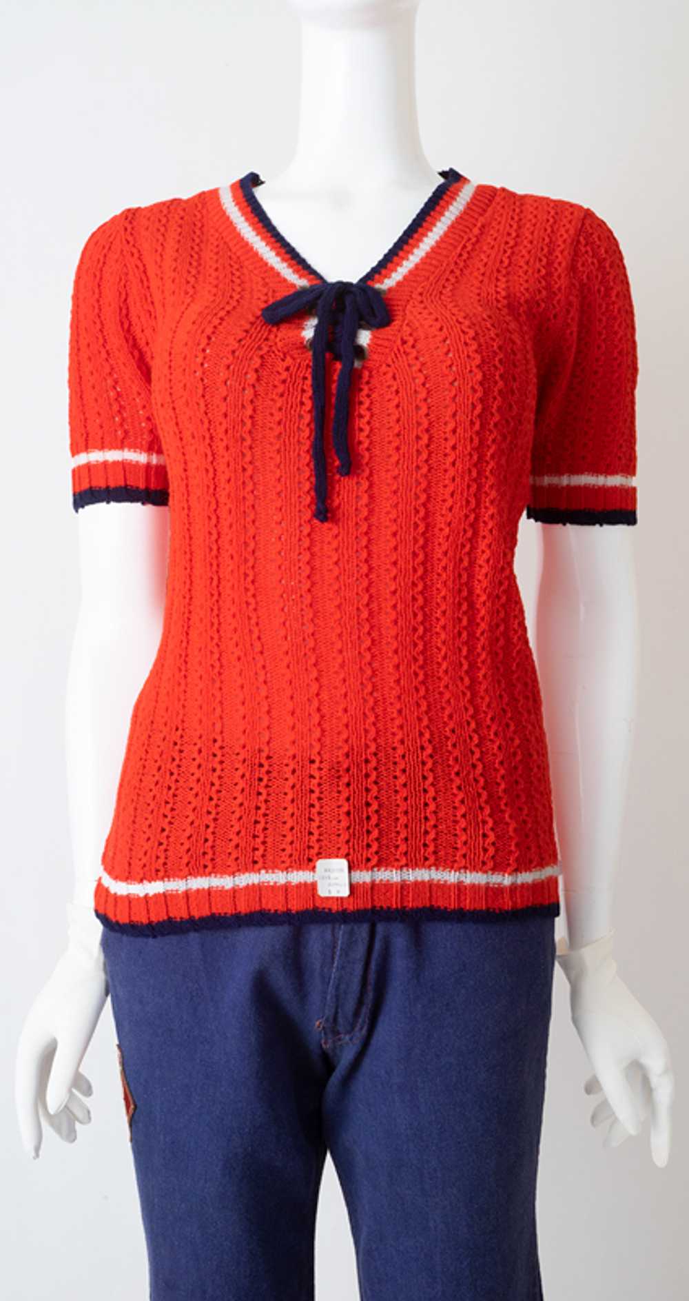 Sixties Laced Front Sweater NOS! - image 1