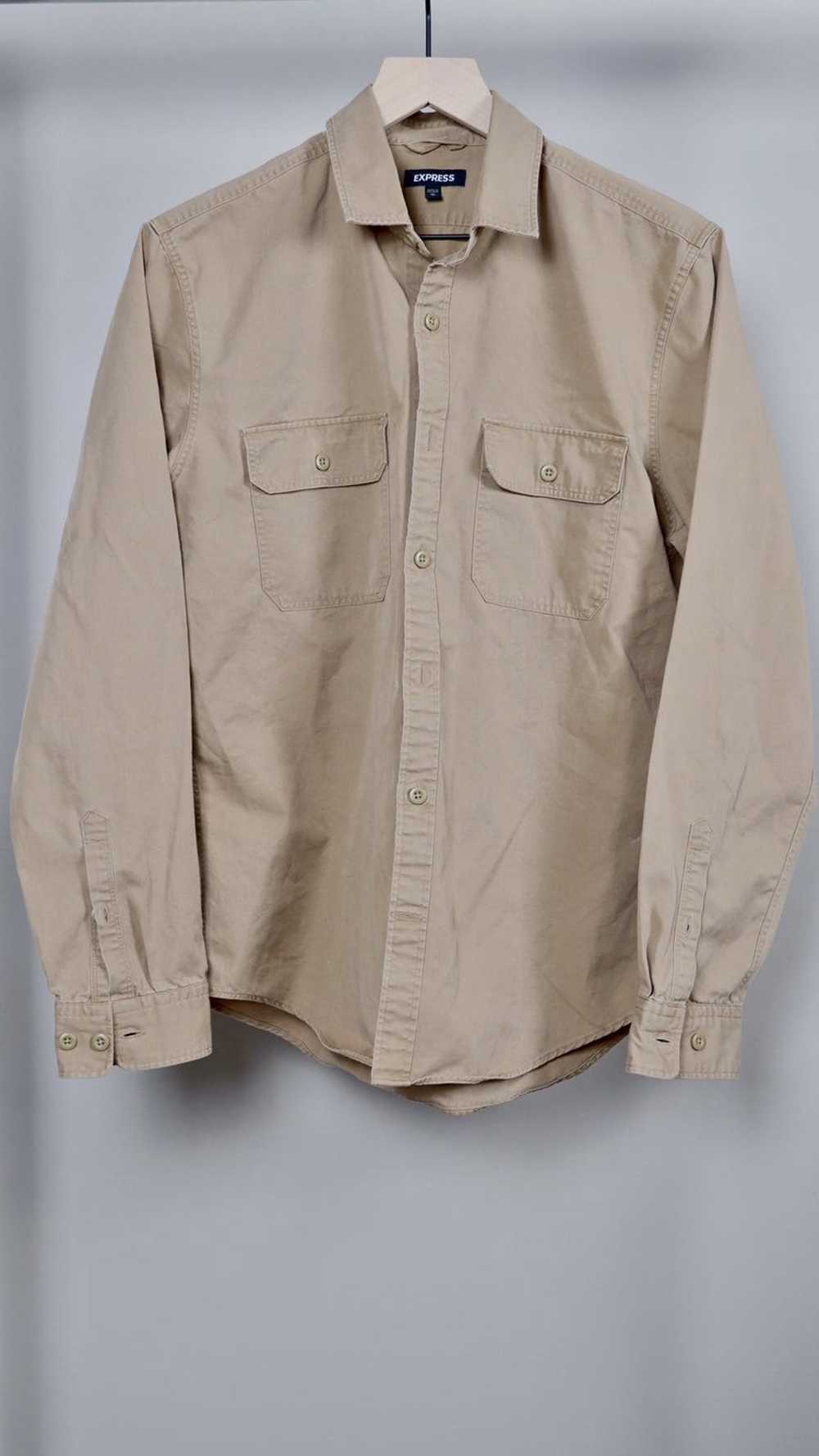 Express Express Khaki Military Twill Button-up - … - image 1